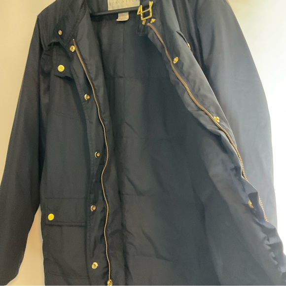 Doncaster 50/50 Down/Feather Fill Navy Gold Hardware Full Zip Pockets Coat Sz 8 - Picture 5 of 16